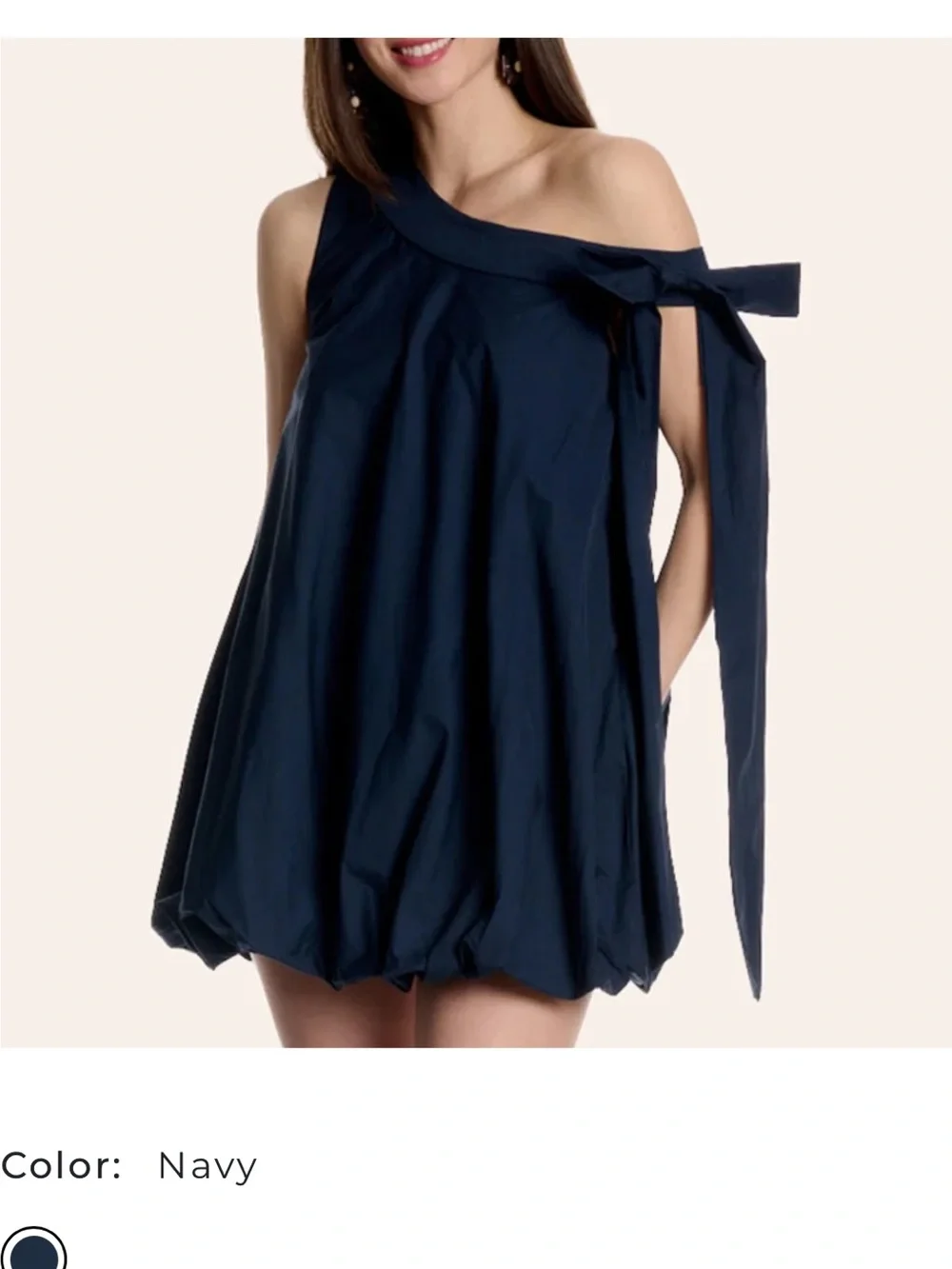 TCEC One-Shoulder Navy Bubble Hem Dress - Picture 1 of 9